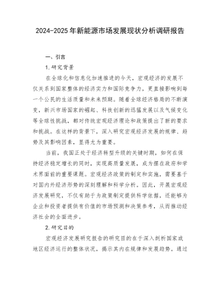 2024-2025年新能源市场发展现状分析调研报告