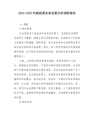 2024-2025年新能源未来发展分析调研报告