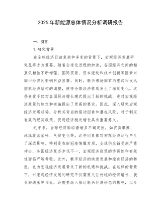 2025年新能源总体情况分析调研报告