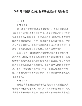 2024年中国新能源行业未来发展分析调研报告