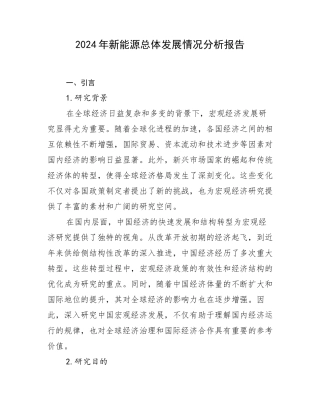 2024年新能源总体发展情况分析报告