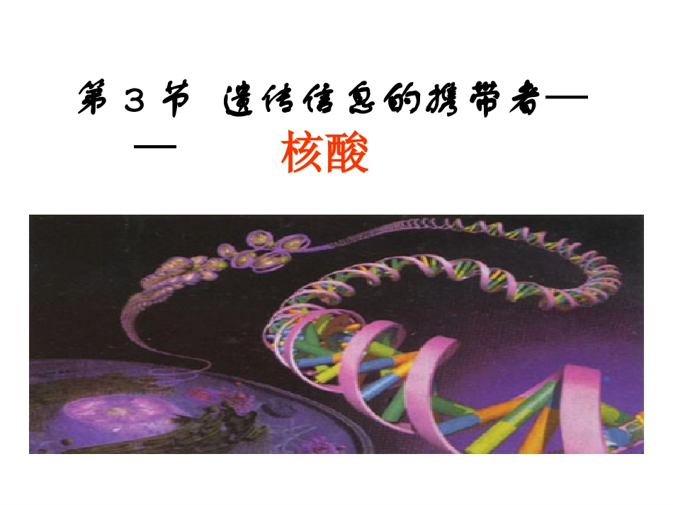 人教版教学课件第2章-第3节-遗传信息的携带者—核酸(课件)_第1页