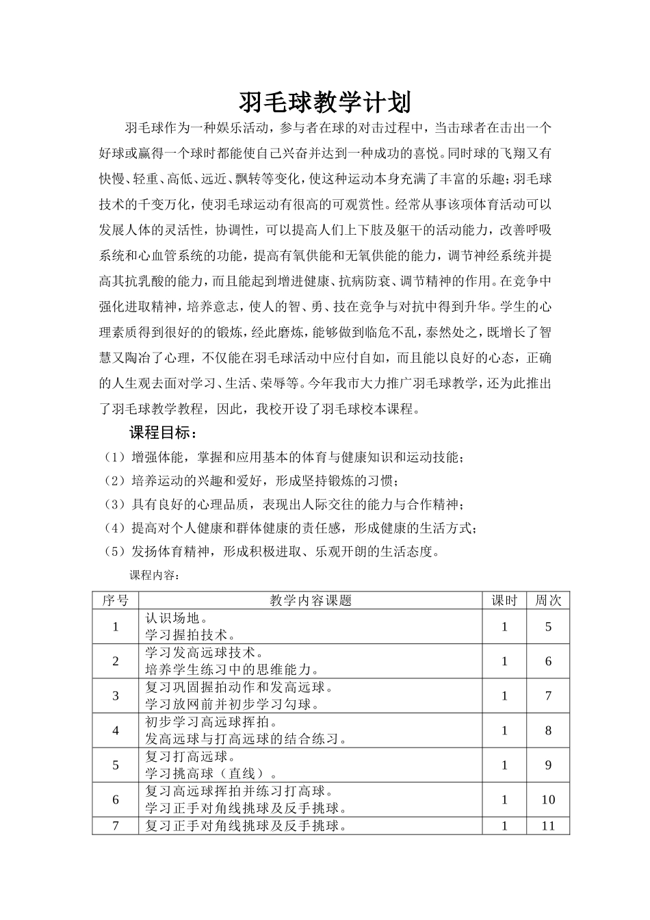 羽毛球教学计划_第1页
