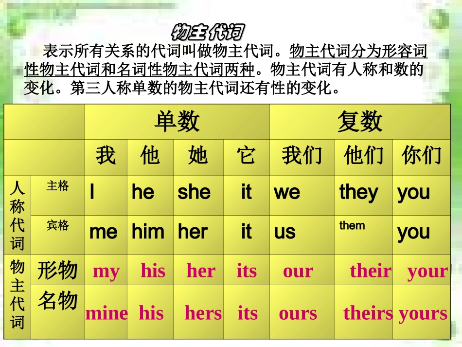 物主代词课件_第1页