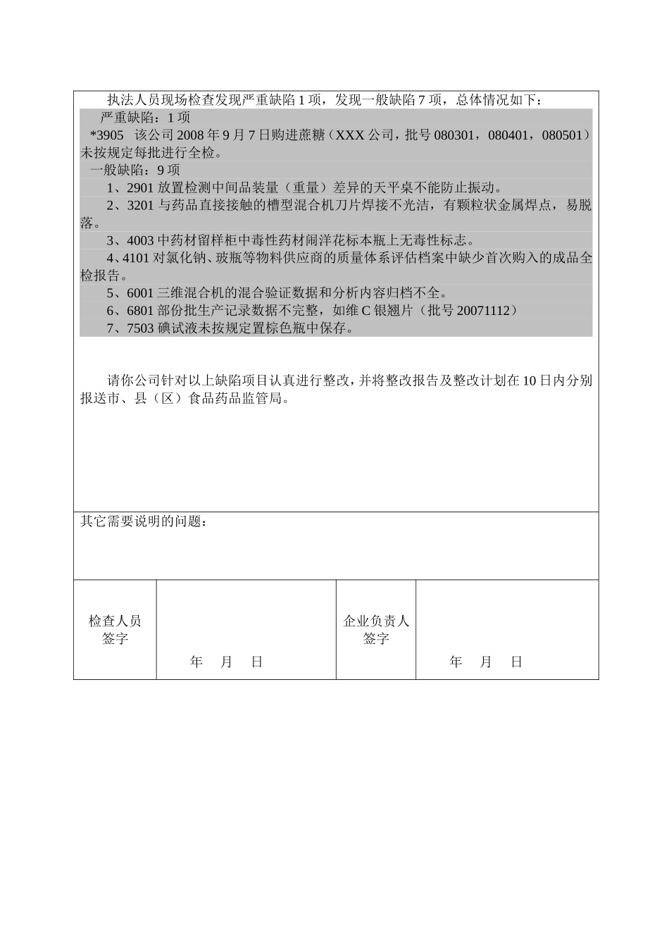 药品生产企业现场检查记录_第3页