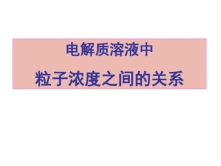 离子浓度比较
