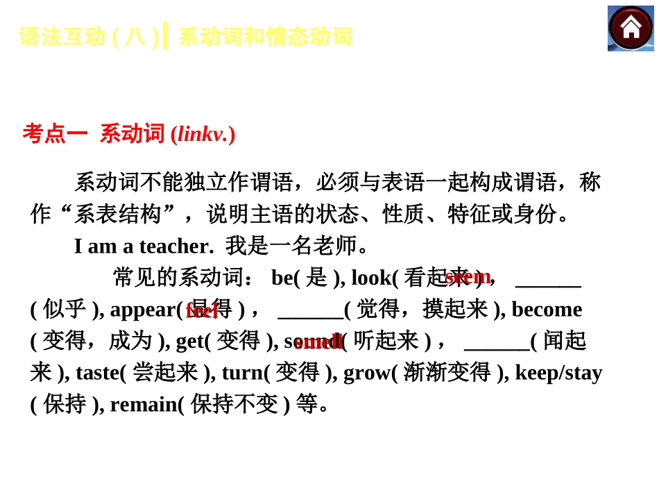 语法互动八　系动词和情态动词（共13张PPT）_第3页