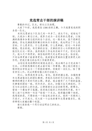 竞选青志干部的演讲
