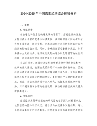 2024-2025年中国宏观经济综合形势分析