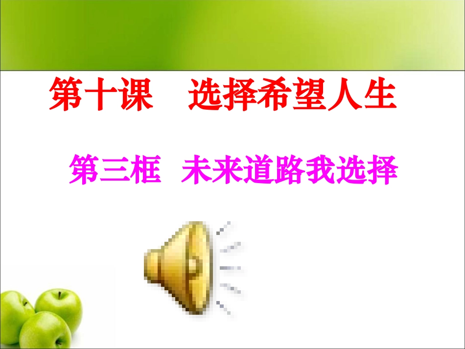 人教版九年级全册第十课第三框未来道路我选择（共19张PPT）[1]_第1页