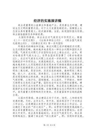 经济的实施演讲