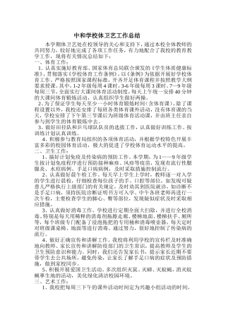 体卫艺工作总结