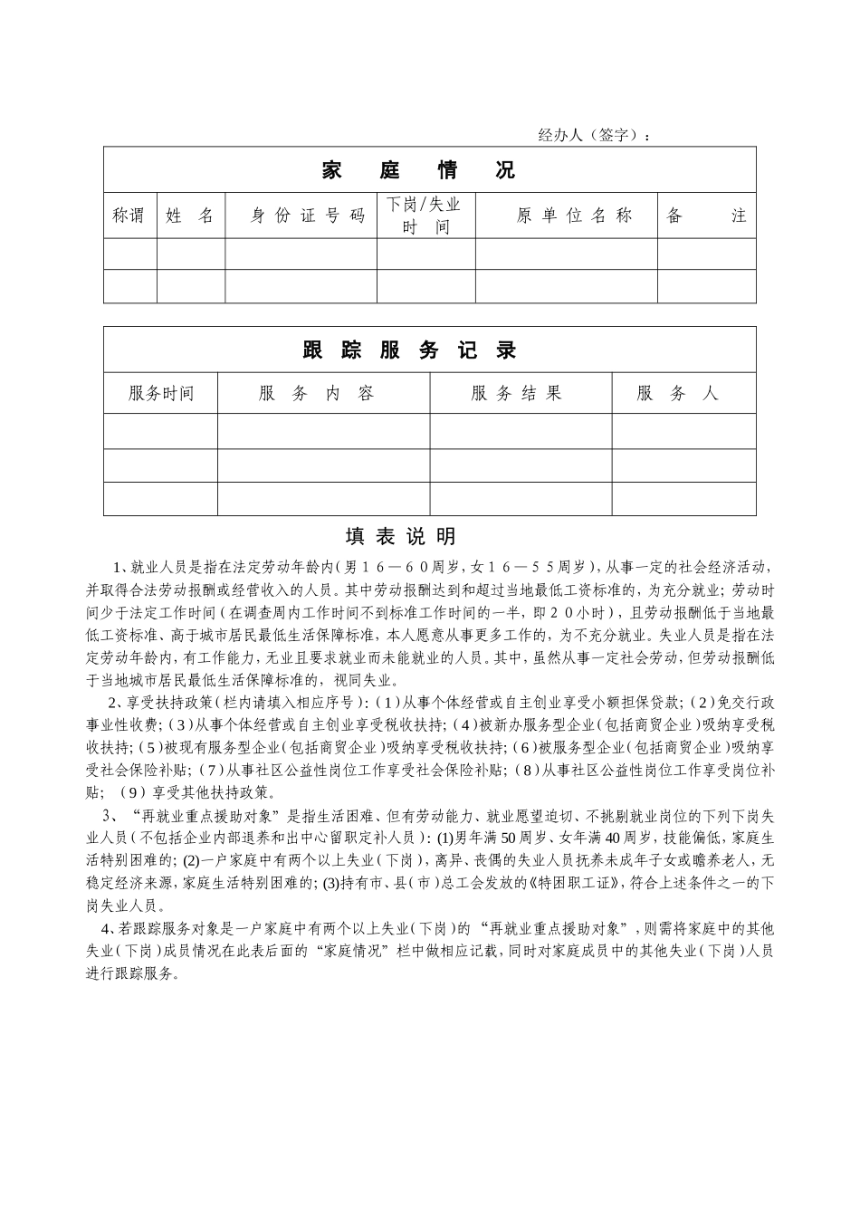 通州市失业人员跟踪服务登记表_第2页