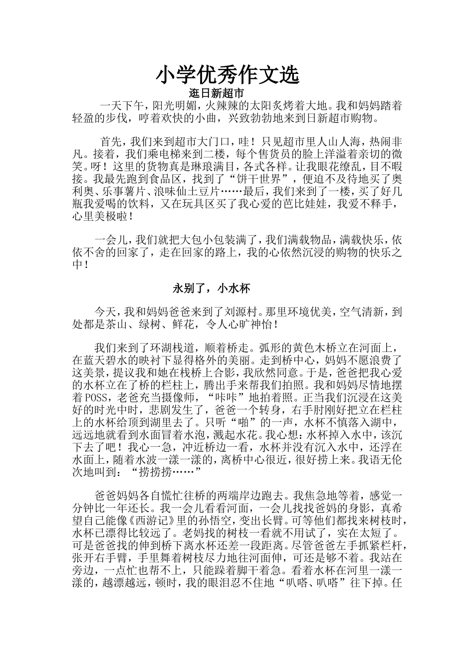 小学优秀作文选_第1页