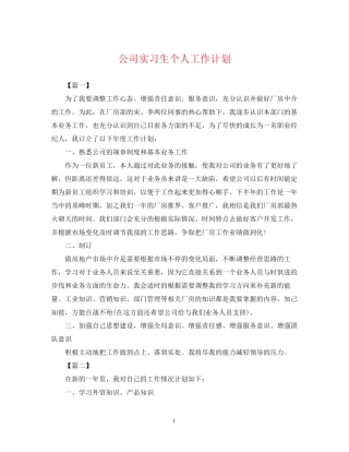 公司实习生个人工作计划