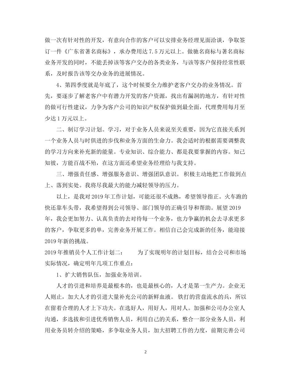 推销员个人工作计划_第2页