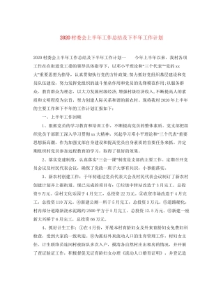 村委会上半年工作总结及下半年工作计划