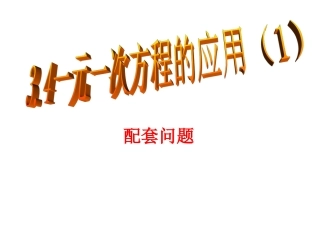 一元一次方程的应用(配套问题)