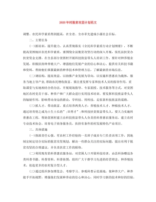 2020年村脱贫攻坚计划范文