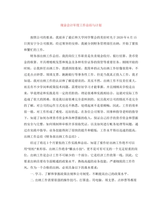 现金会计年度工作总结与计划