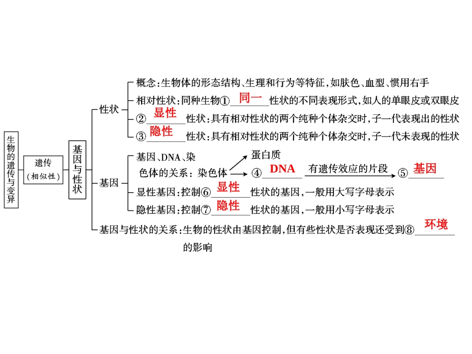 中考生物学专题知识整合·专题七生物的遗传、变异与进化_第2页