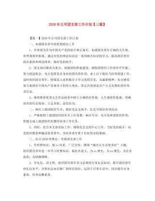 2020年公司团支部工作计划【三篇】