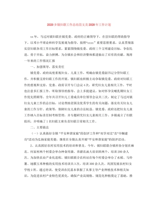 乡镇妇联工作总结范文及年工作计划
