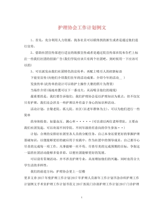 护理协会工作计划例文