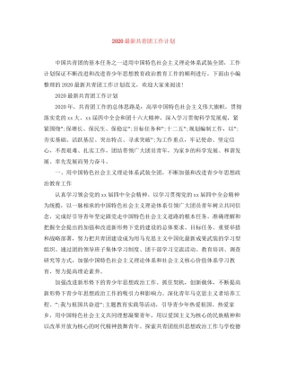 共青团工作计划