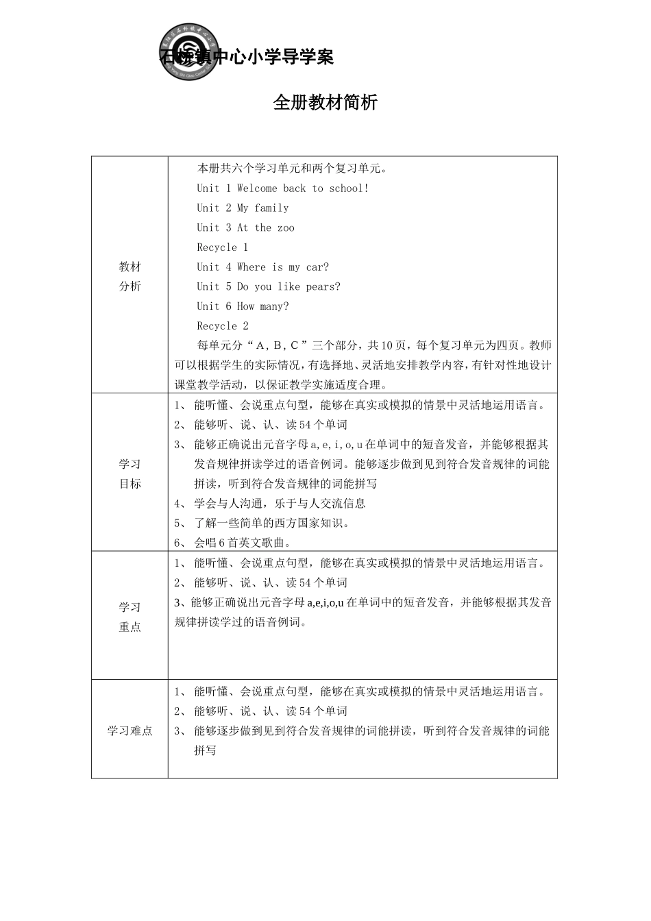 全册教材简析_第1页