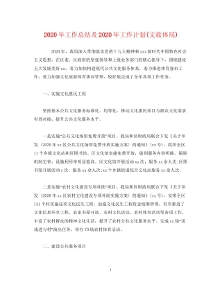 经典范文年工作总结及年工作计划文旅体局)