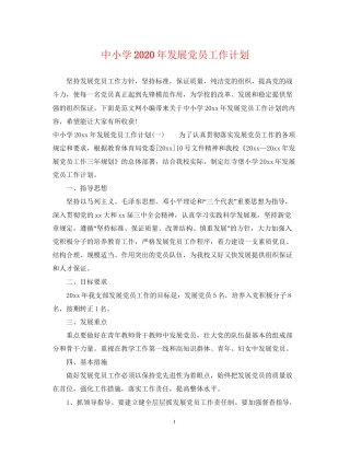 中小学年发展党员工作计划