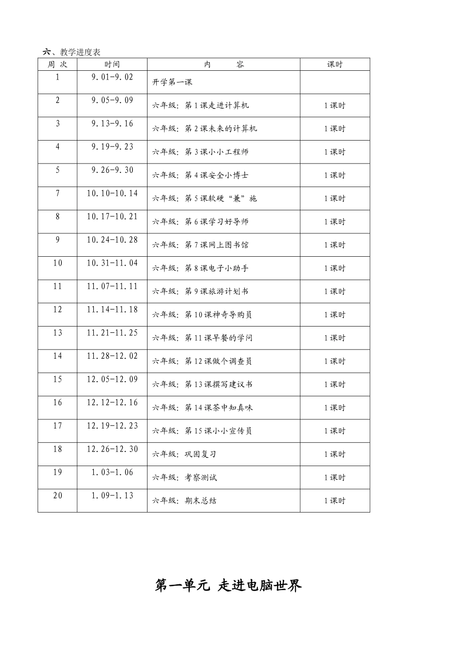 浙教版2012年小学信息技术六年级上册教学计划及教案_第2页