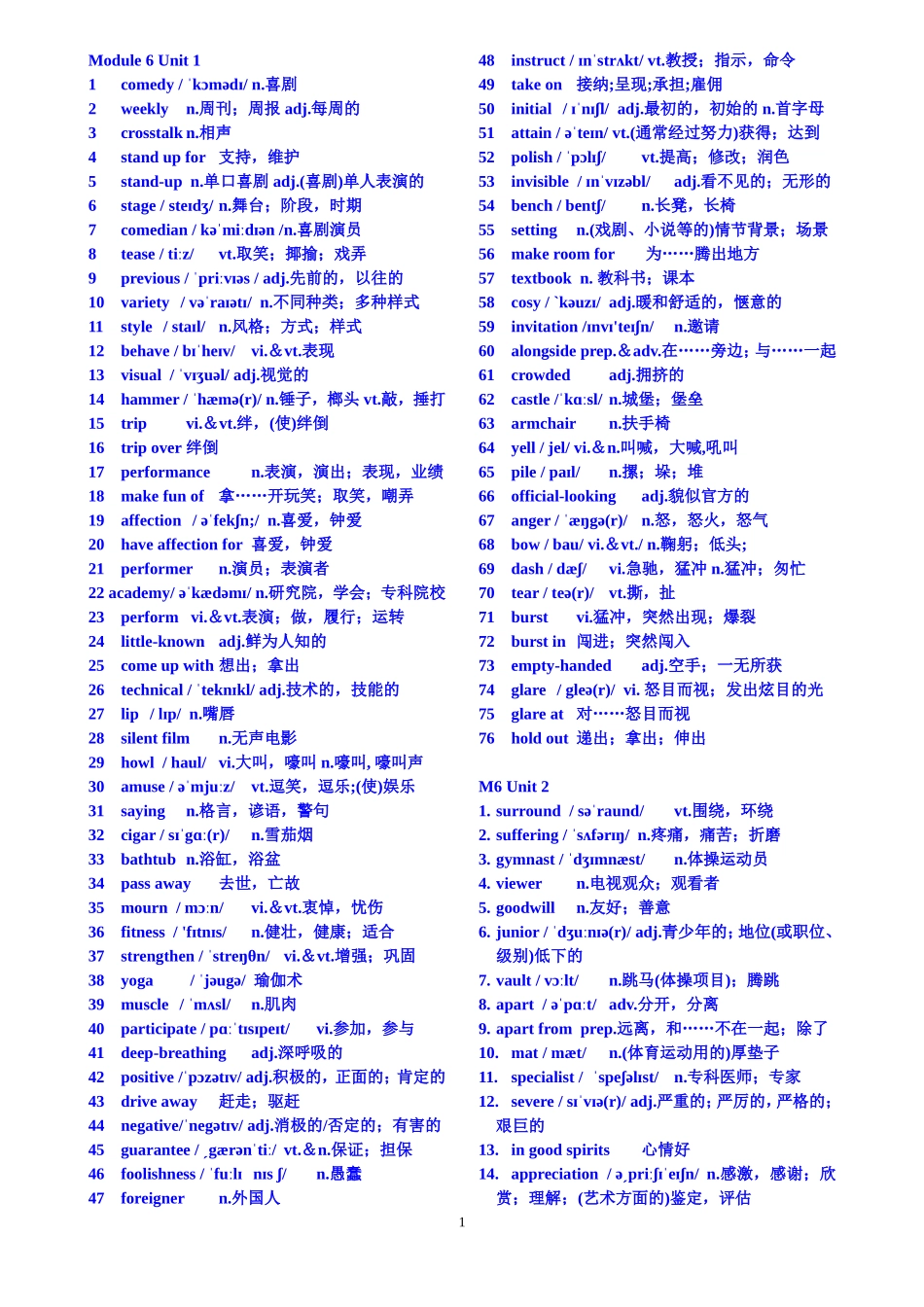 最新牛津高中英语模块六词汇表-带英标_第1页