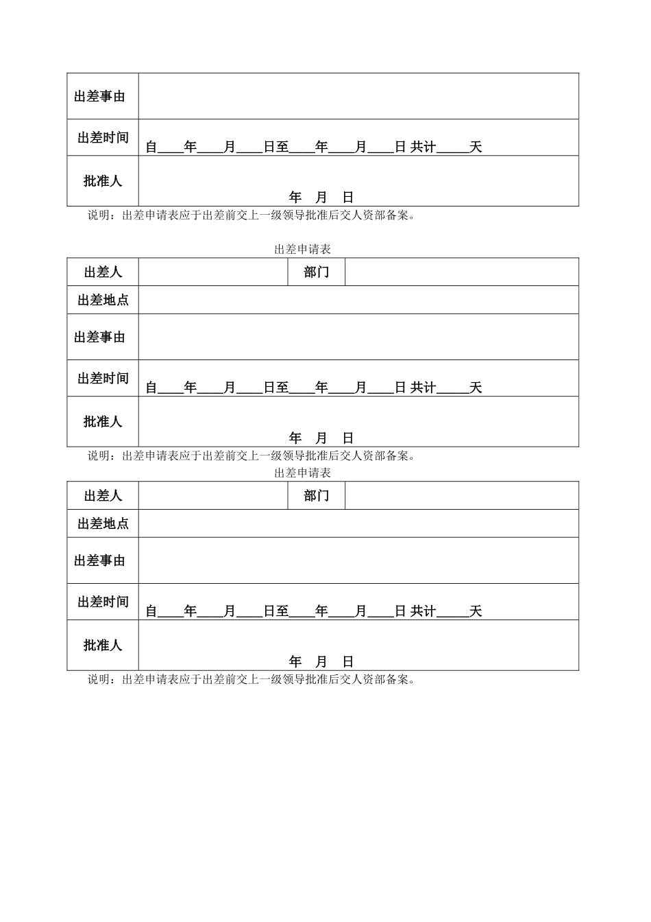 员工出差申请表_第3页