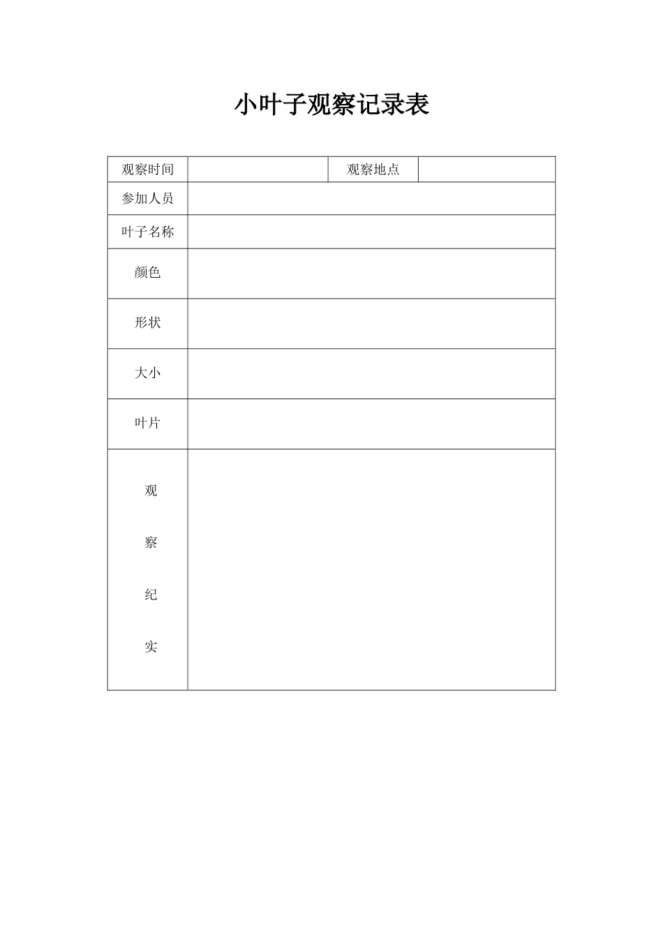 植物观察记录表【精品】_第1页