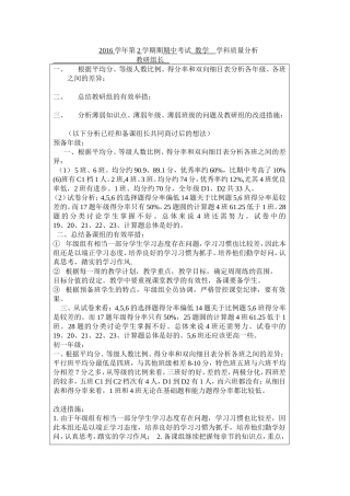 质量分析表(教研组长)