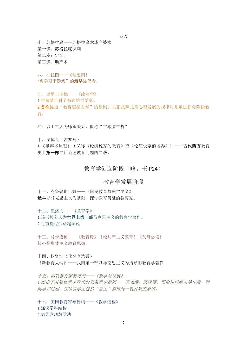 小学教育教学知识与能力中的主要理论及其代表人物、著作_第2页