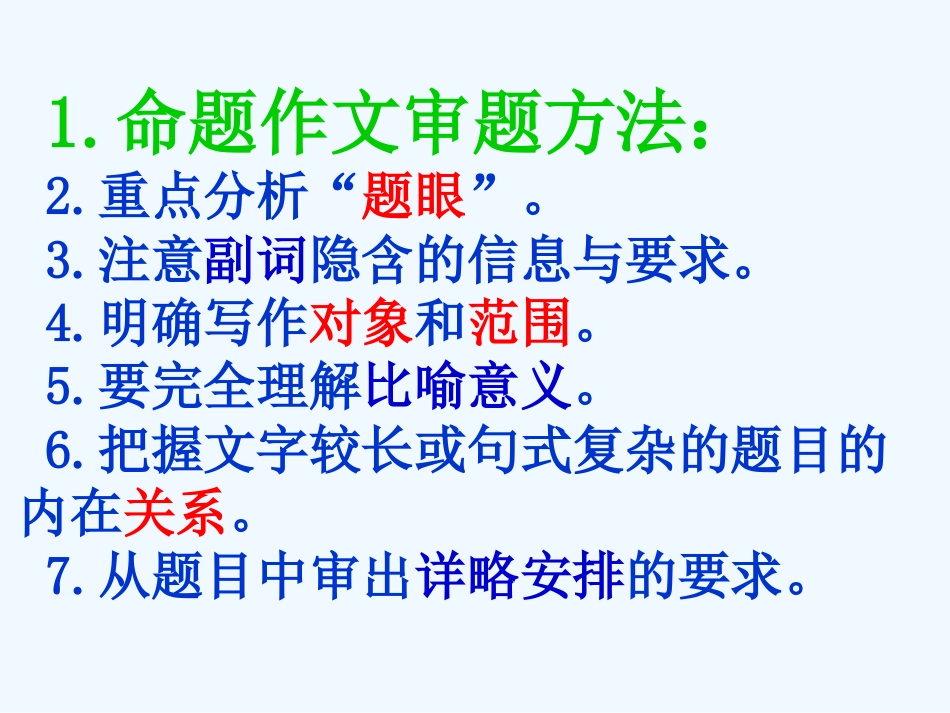 中考语文作文训练指导课件 命题作文的审题_第3页