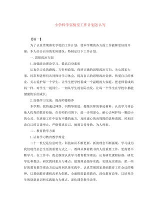 小学科学实验室工作计划怎么写