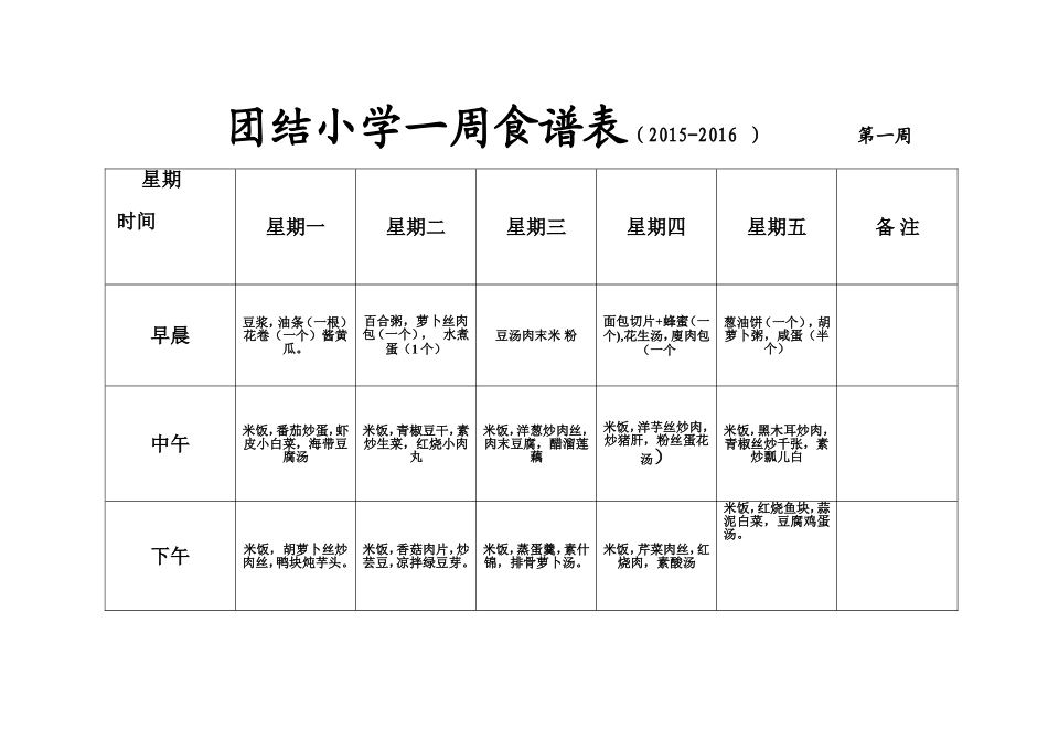 小学生一周食谱表_第1页