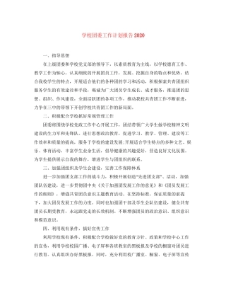 学校团委工作计划报告