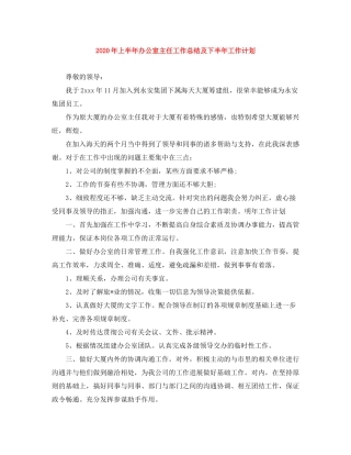 2020年上半年办公室主任工作总结及下半年工作计划