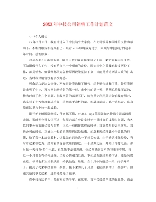 中技公司销售工作计划范文