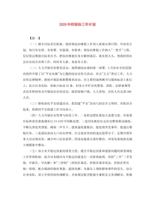 2020年村综治工作计划