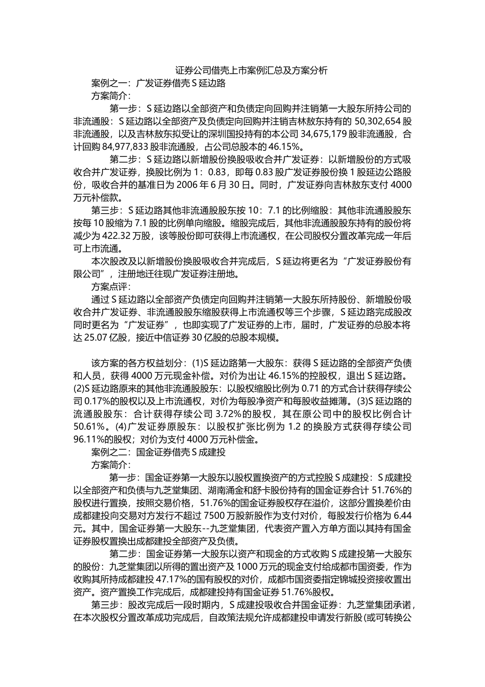 证券公司借壳上市案例汇总及方案分析_第1页