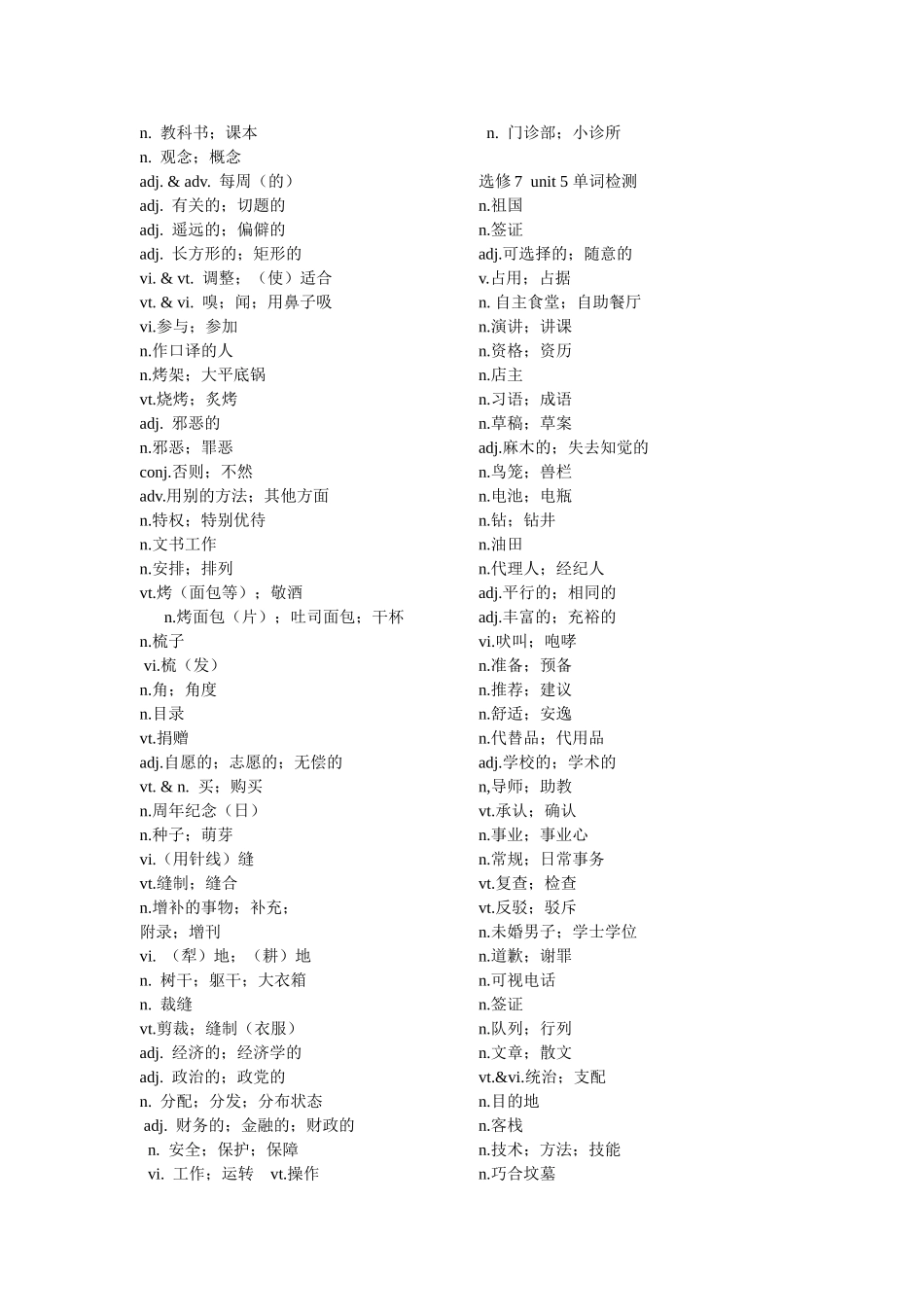 选修七单词检测_第2页