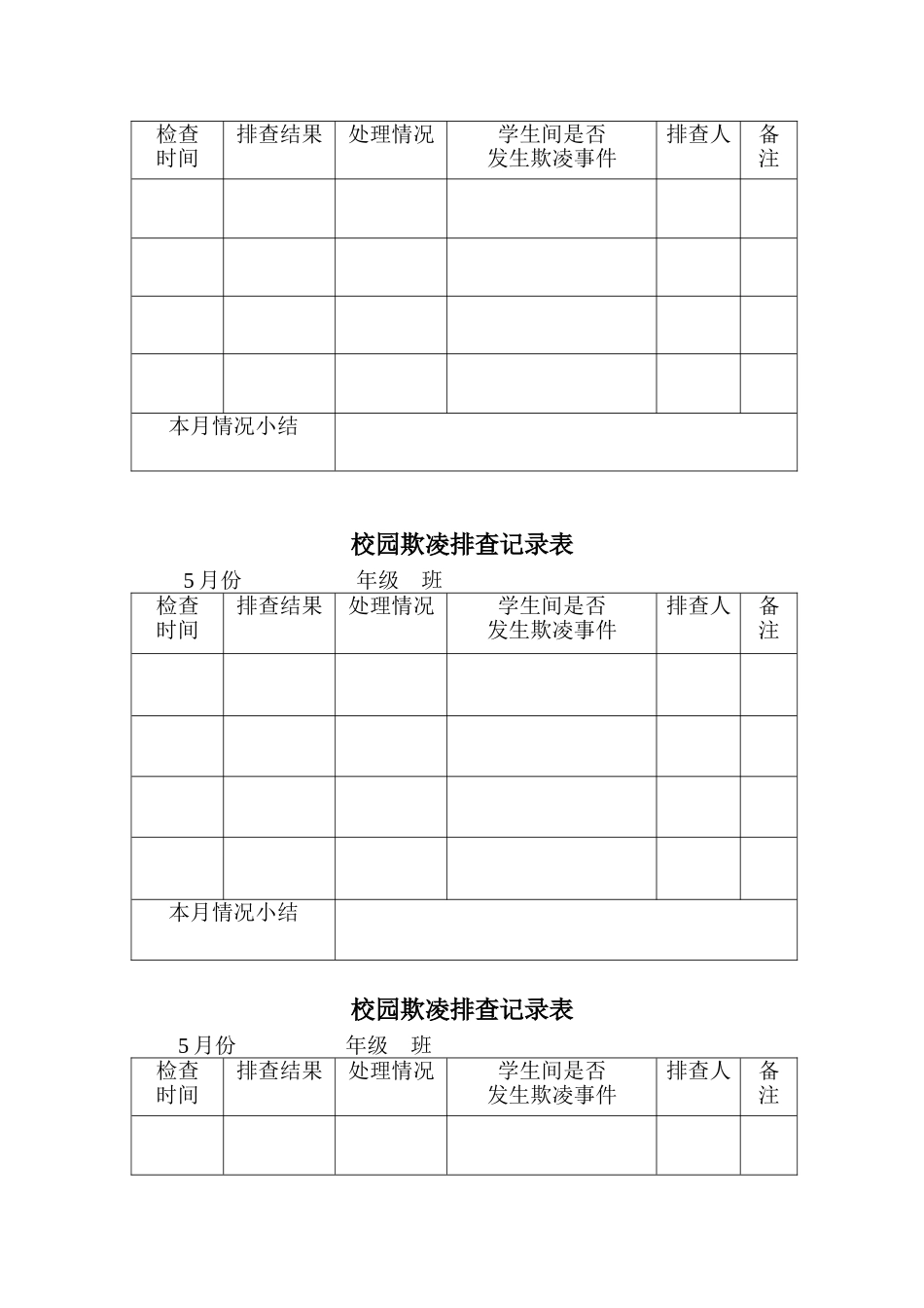 校园欺凌排查记录表_第2页