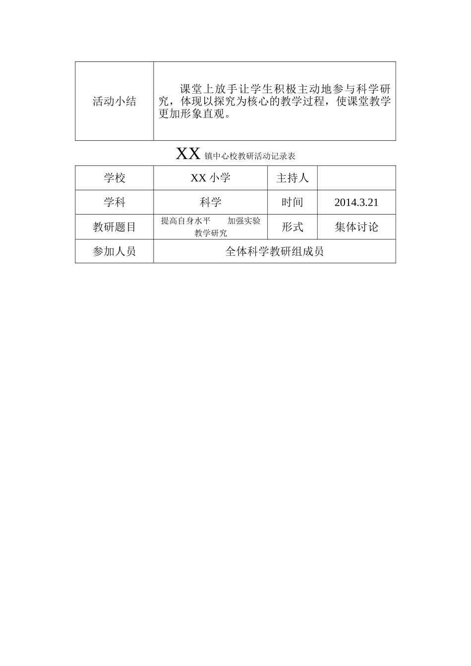 小学科学教研活动记录表_第2页