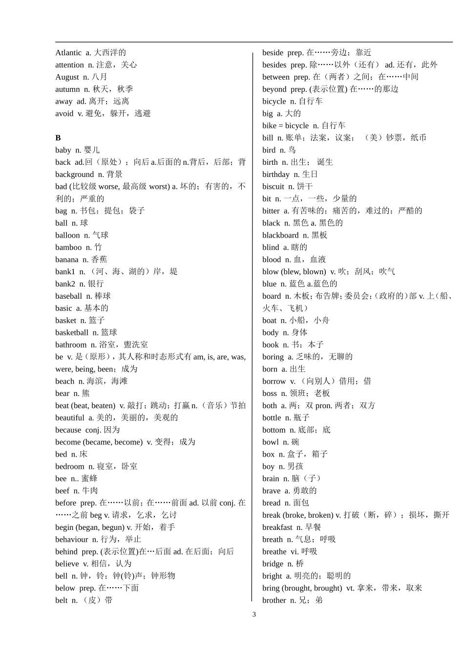 中考英语词汇表(1600词汇+词组)_第3页